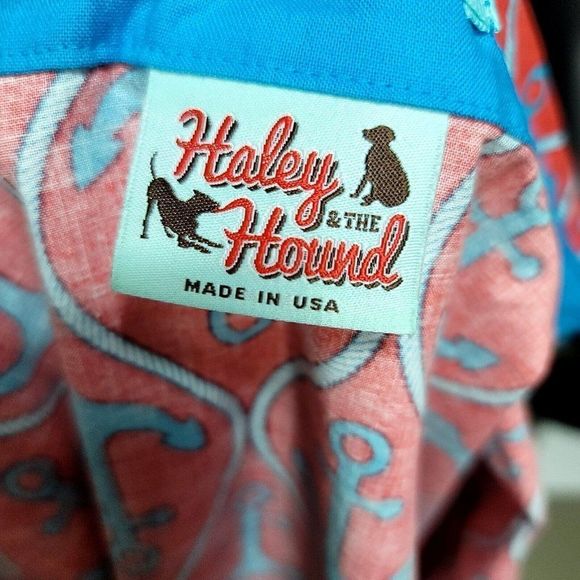 Haley and the Hound Womens 8 Coral Anchor Madeline Button Front Shirt Dress Belt - Picture 6 of 7